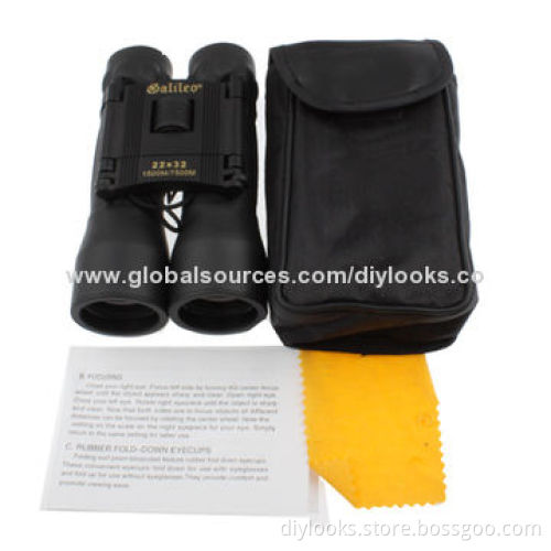22 x 32mm Black Coated Telescope Binoculars with Neck StrapNew